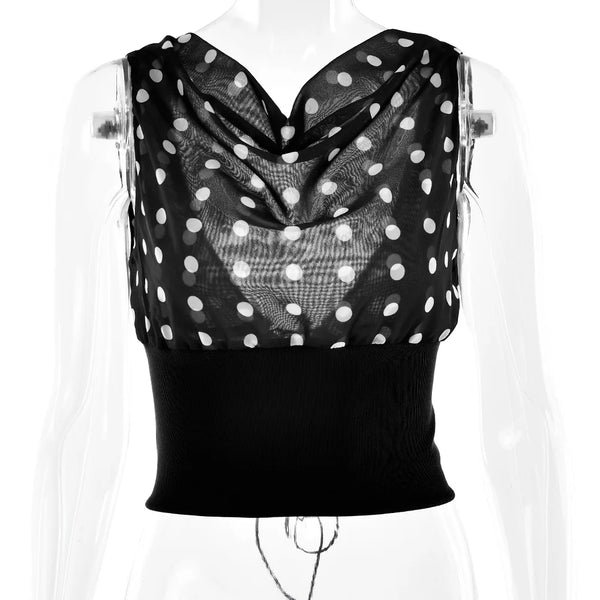 Luna Polka Charm One-Shoulder Top