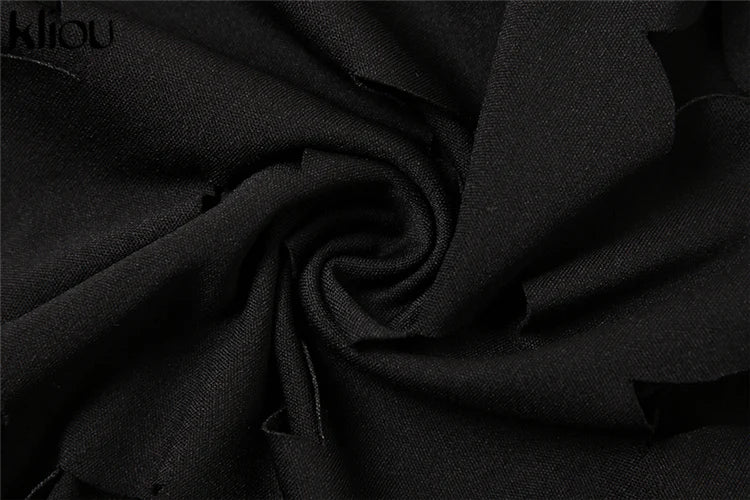 Kliou Cut Out Mini Dress Women Summer Low Neck Cleavage Robe Girls Tassels Backless Super Sexy Party Club Attirewear Hot Skirt