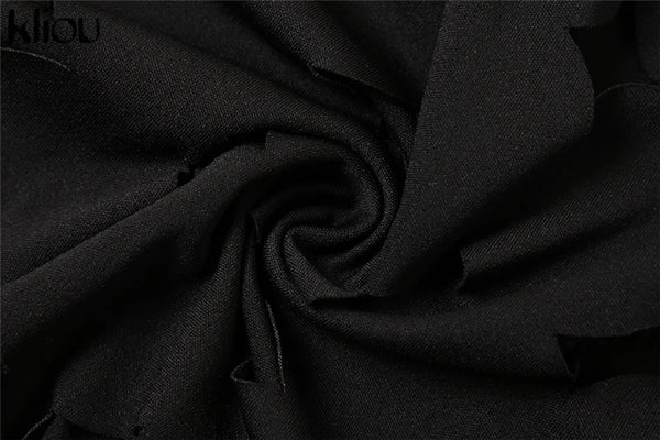 Kliou Cut Out Mini Dress Women Summer Low Neck Cleavage Robe Girls Tassels Backless Super Sexy Party Club Attirewear Hot Skirt
