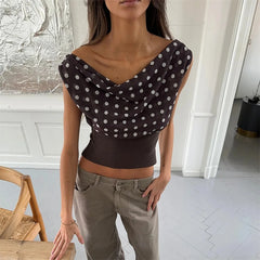 Luna Polka Charm One-Shoulder Top