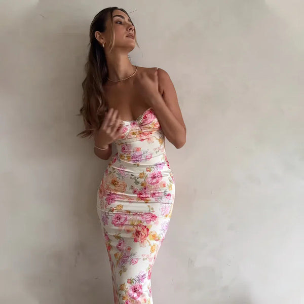 Liora Floral Spaghetti-Strap Split Maxi Dress