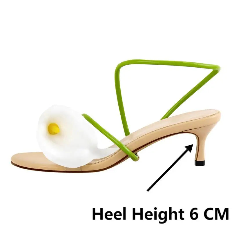 Calla Lily Slingback Kitten-Heel Sandals