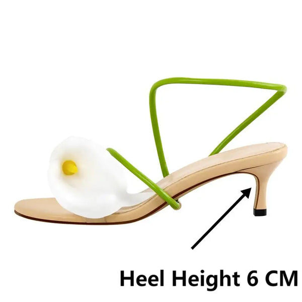 Calla Lily Slingback Kitten-Heel Sandals
