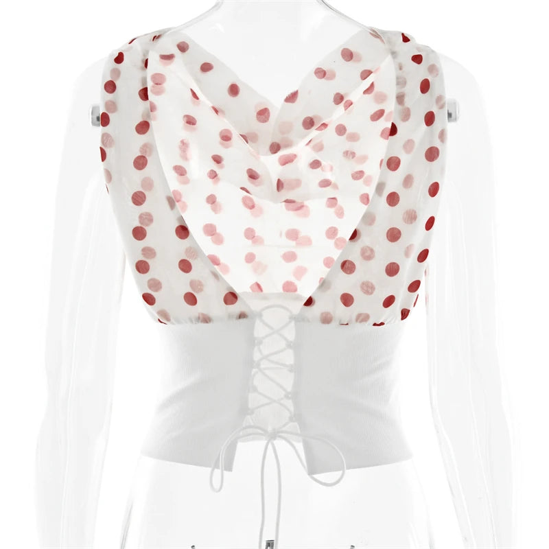 Luna Polka Charm One-Shoulder Top