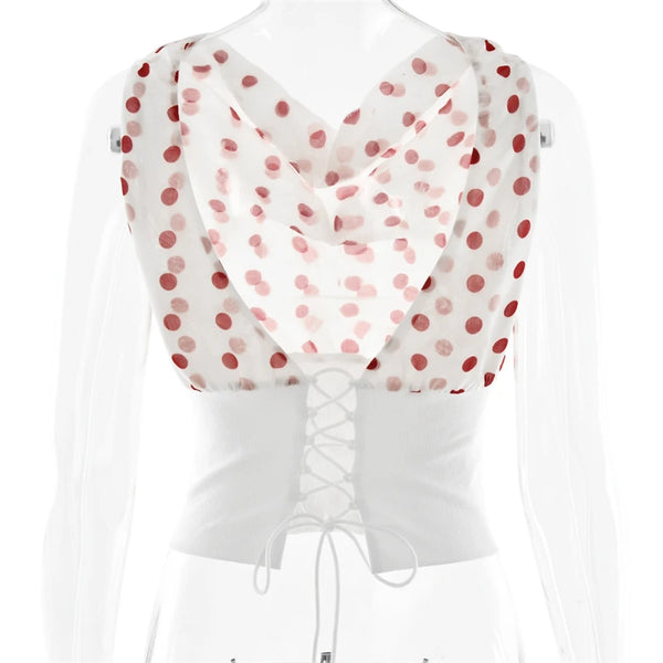 Luna Polka Charm One-Shoulder Top