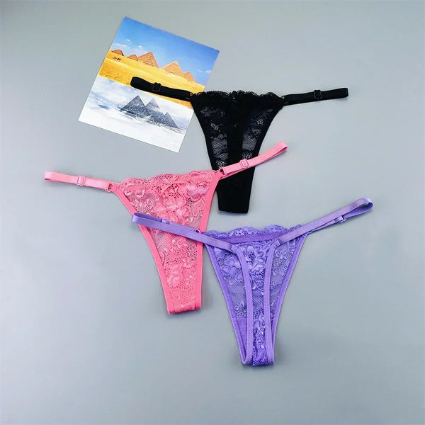 Celestine Adjustable Lace Thong Pack Lingerie 3-piece