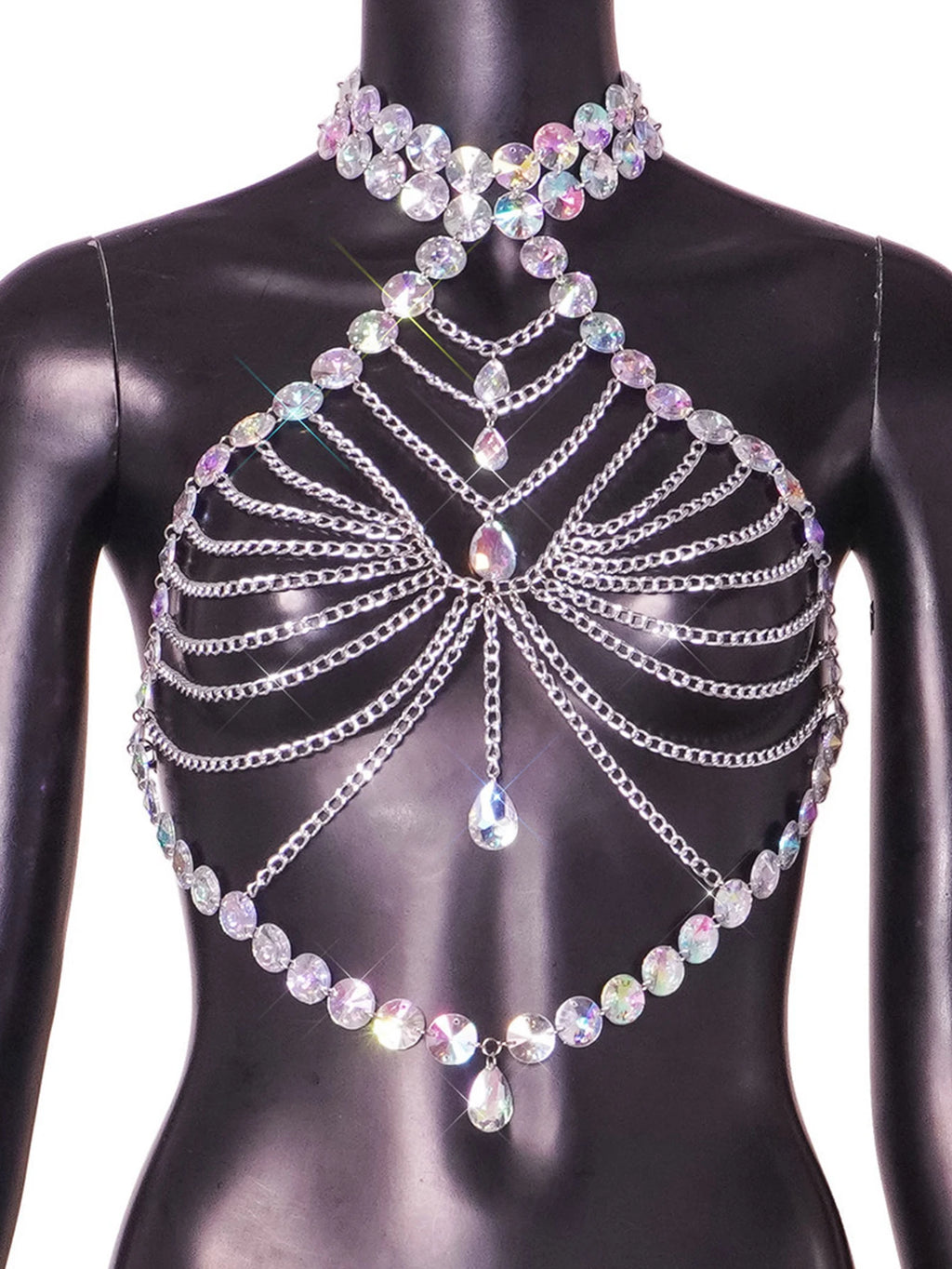 Leona Rhinestone Chain Corset Crop Top