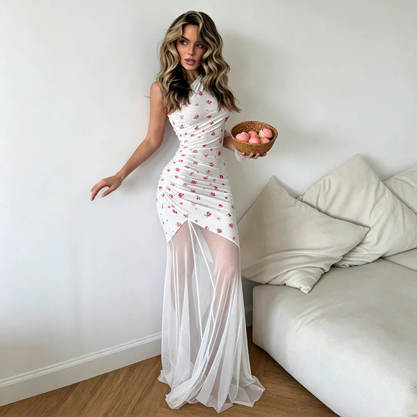 Paloma One-Shoulder Tulle Maxi Dress