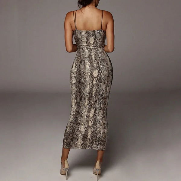 Dulzura Women Party Club Evening Streetwear Leopard Bodycon Midi Dress 2024 Summer Clothes Wholesale Items For Business