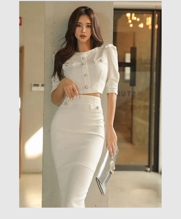 Verity Bodycon Midi Skirt Set Two-piece
