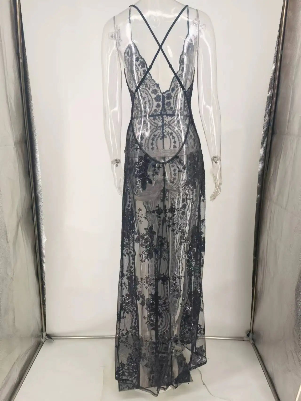 Rosamund Sequin Spaghetti-Strap Maxi Dress Secondary image
