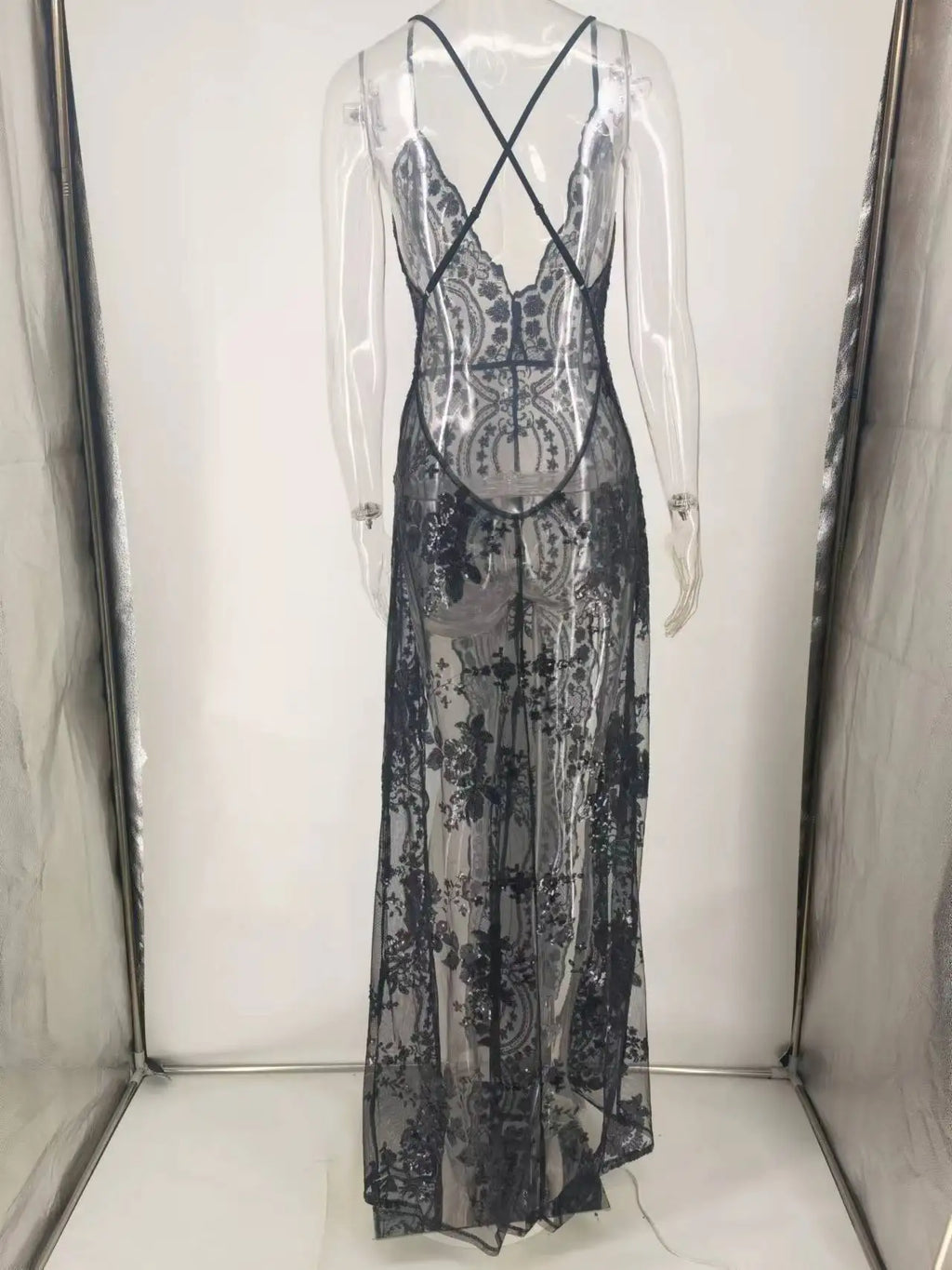 Rosamund Sequin Spaghetti-Strap Maxi Dress