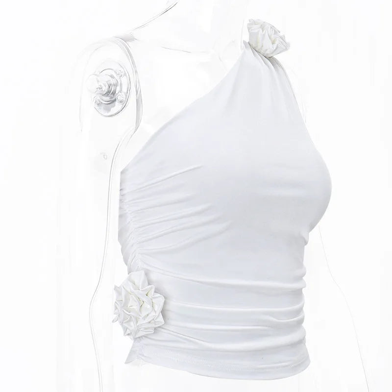 Ilaria Floral Appliqué Ruched Crop Top One-piece