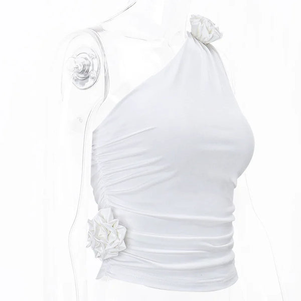 Ilaria Floral Appliqué Ruched Crop Top One-piece