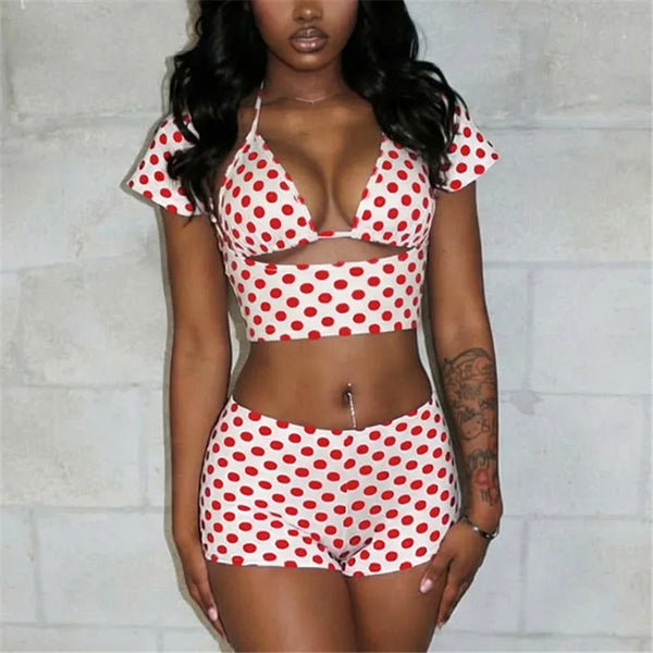 Isabella Polka Dot Cutout Shorts Apparel Two-piece