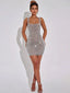 Luxe Sparkle Silver Rhinestone Bodycon Dress