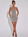 Luxe Sparkle Silver Rhinestone Bodycon Dress