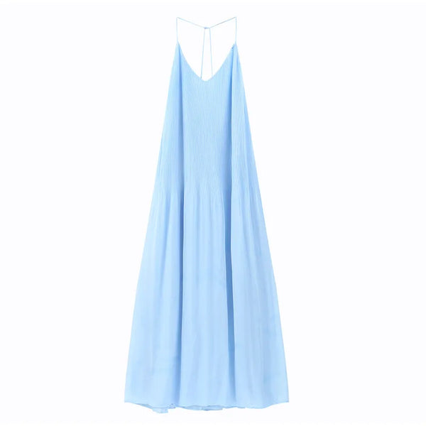 Skylar Pleated Backless Maxi Dress