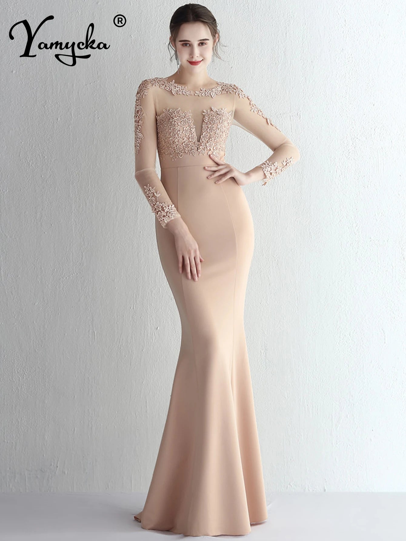 Valentina Rhinestone Sheer-Mesh Mermaid Maxi Dress Main image