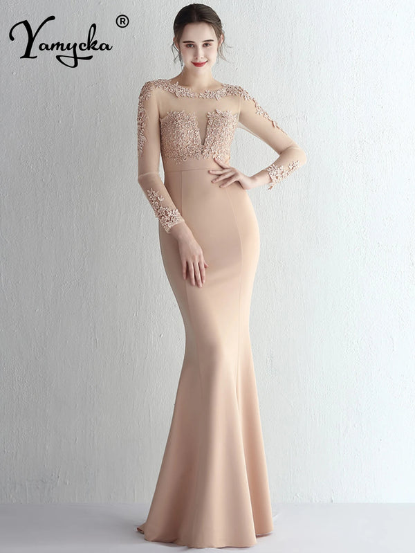 Valentina Rhinestone Sheer-Mesh Mermaid Maxi Dress