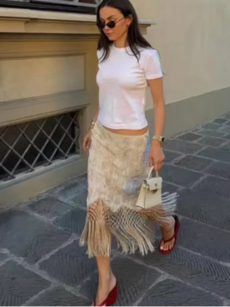Elodie Fringe Bodycon Midi Skirt One-piece