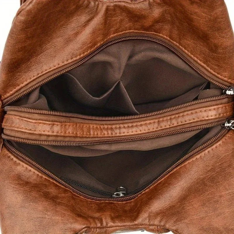 Women's Retro Multi-pocket Shoulder Bag, Y2k Style Fashion Motorcycle Bag, PU Crossbody Handbag