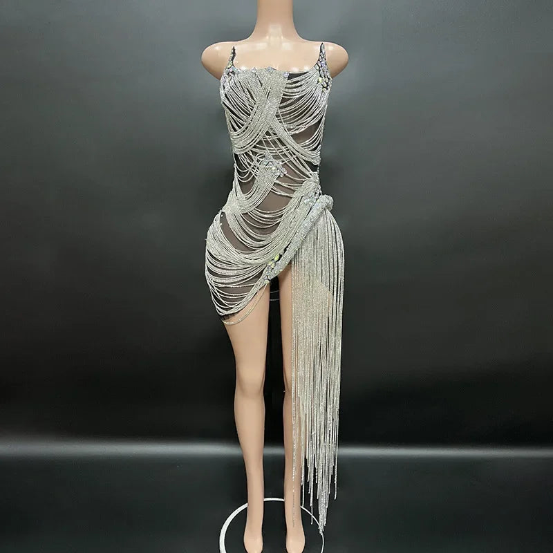 Estelle Rhinestone Knee-Length Performance Dress