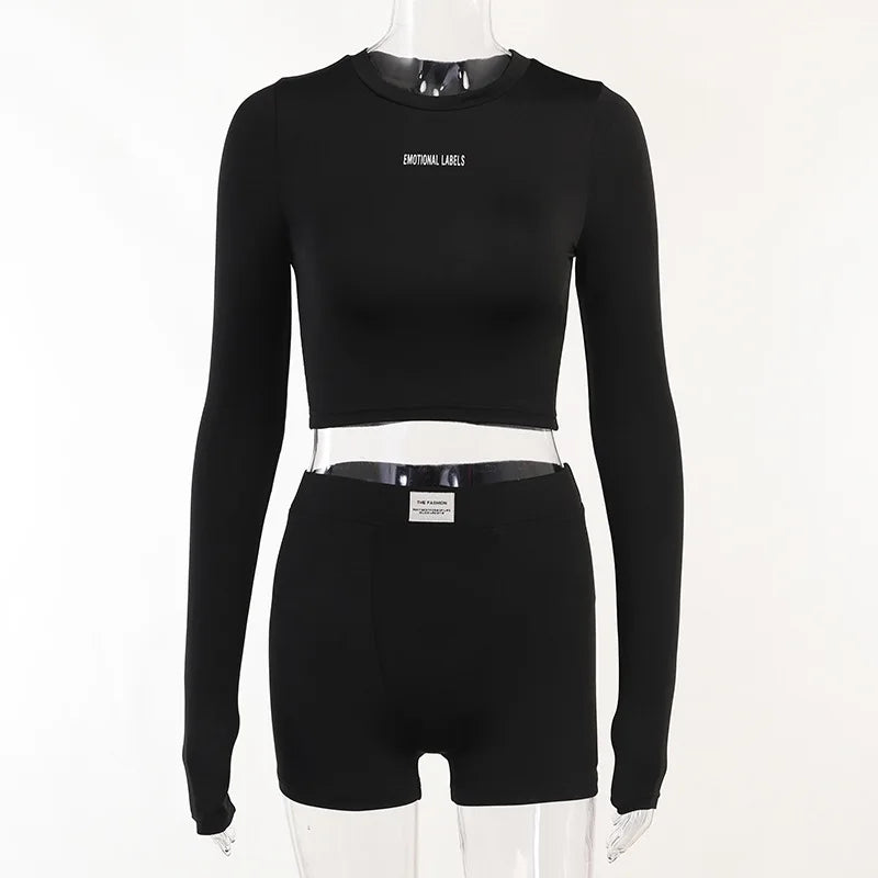 Talia Round-Neck Top & 3/4 Shorts Set Two-piece