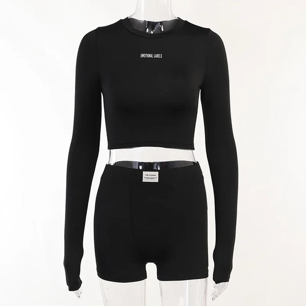 Talia Round-Neck Top & 3/4 Shorts Set Two-piece