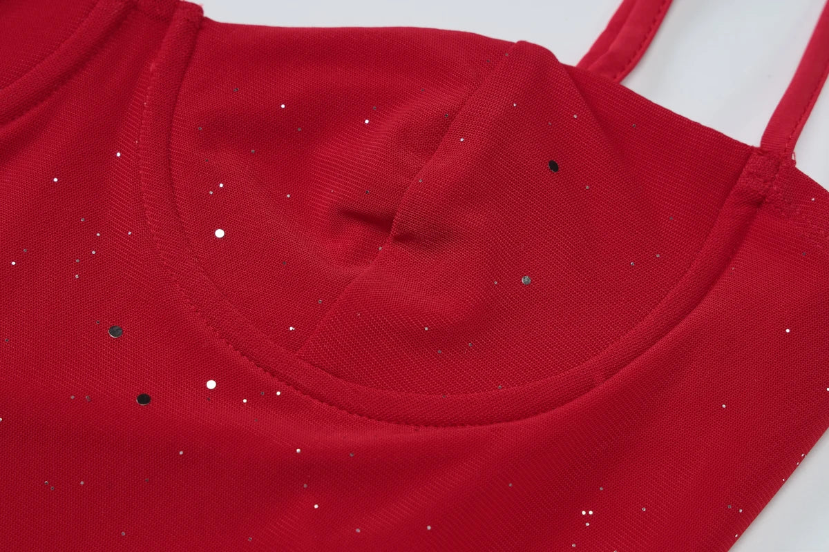 Scarlet Sequin Ruffle Cami Mini Dress