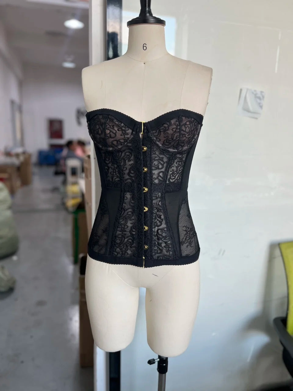 Valentina Noir Lace Corset Bustier Top one-piece
