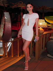 Ivory Aura Ruched Bodycon Mini Dress