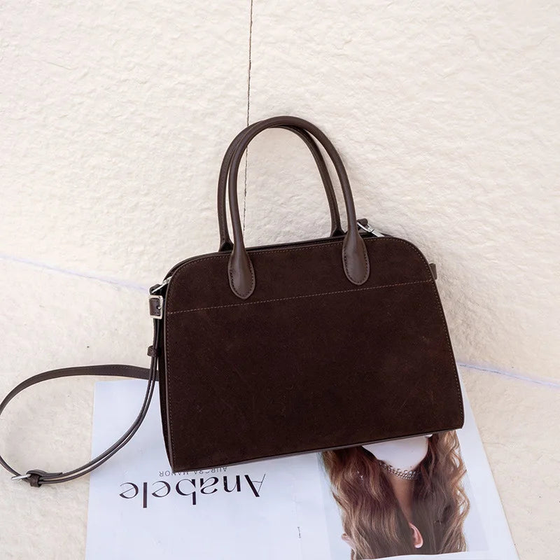 Bordeaux Suede Commuter Satchel