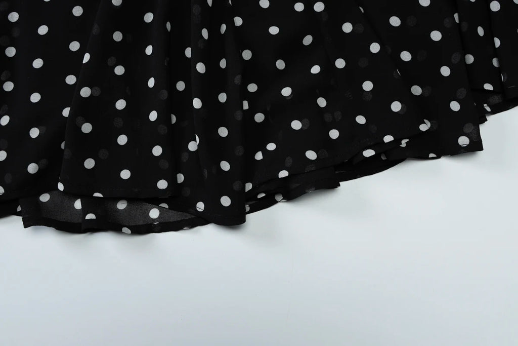 Domino Polka-Dot Halter A-Line Mini Dress