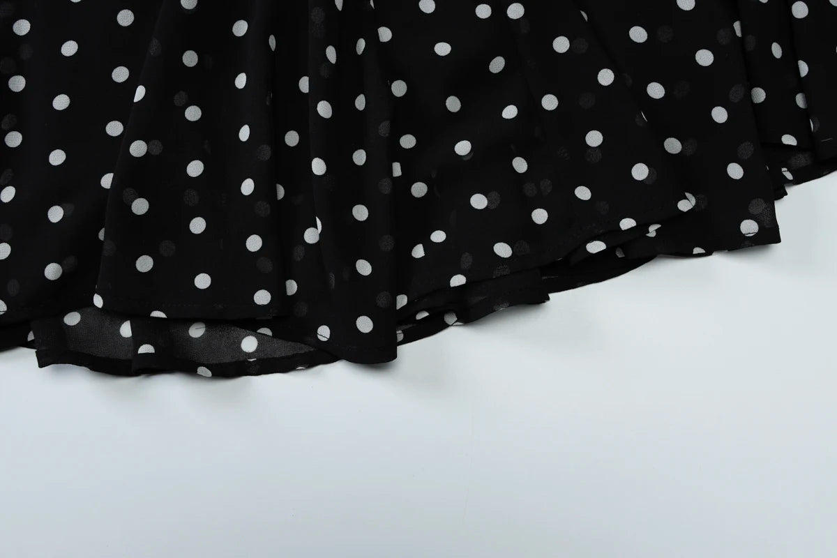 Domino Polka-Dot Halter A-Line Mini Dress