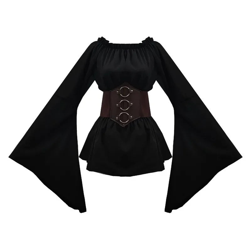 Isadora Pirate Costume Separates: Off-Shoulder Top, Tattered Skirt & Accessories