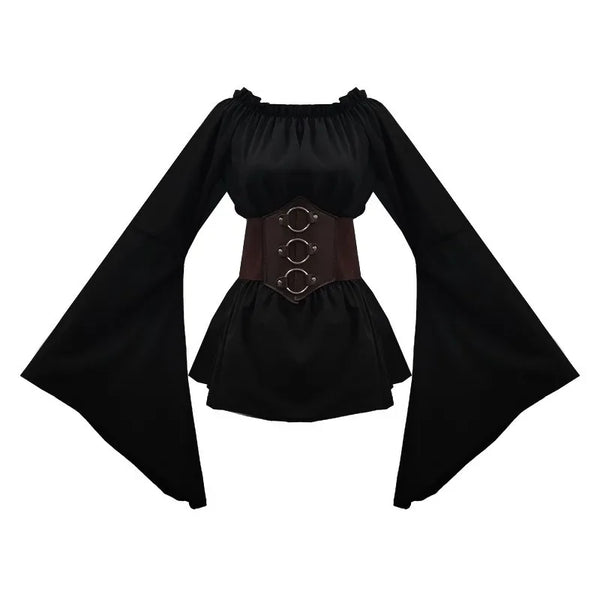 Isadora Pirate Costume Separates: Off-Shoulder Top, Tattered Skirt & Accessories