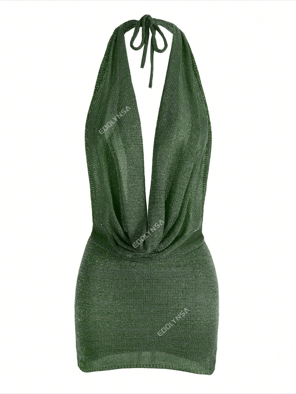 Agnieszka Draped Cowl Halter Backless Knit Mini Dress