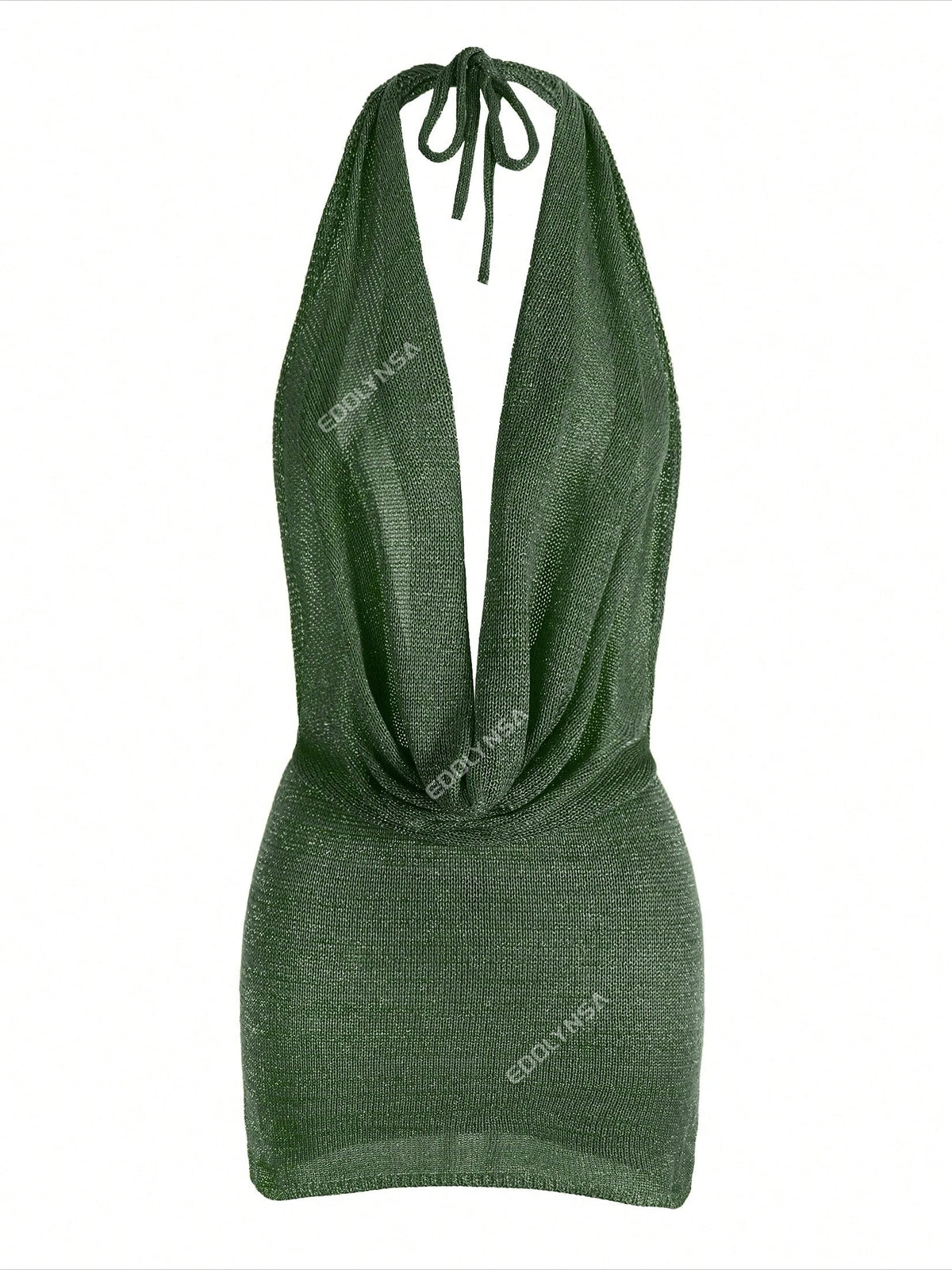 Agnieszka Draped Cowl Halter Backless Knit Mini Dress