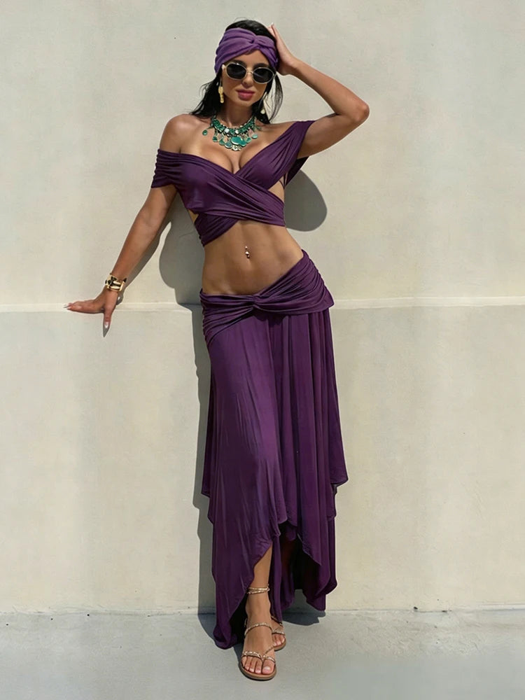 Giselle Cross-Neck Crop Top Skirt Two-piece Main image