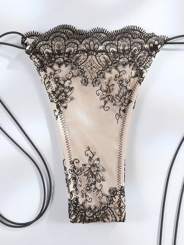 Sexy Hollow Lace Bikinis Patchwork Swimsuit Women Bathing Suits Bandage Swimwear Mujer Beachwear Triangle Bikini Set