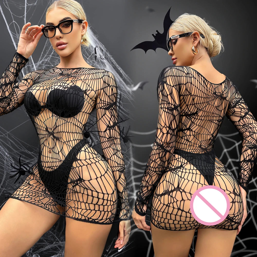 Obsidian Web Fishnet Mesh Lingerie