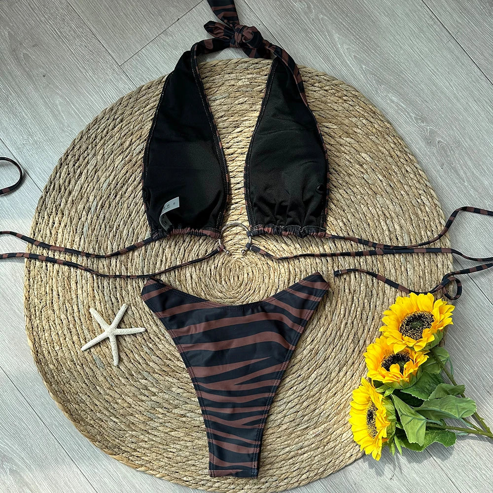 Kaia Patchwork Halter Micro Bikini Two-piece