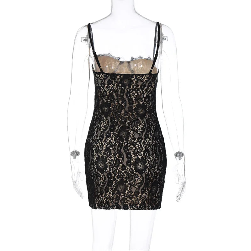 Anastasia Noir Lace Sculpt Mini Dress