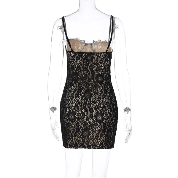 Anastasia Noir Lace Sculpt Mini Dress