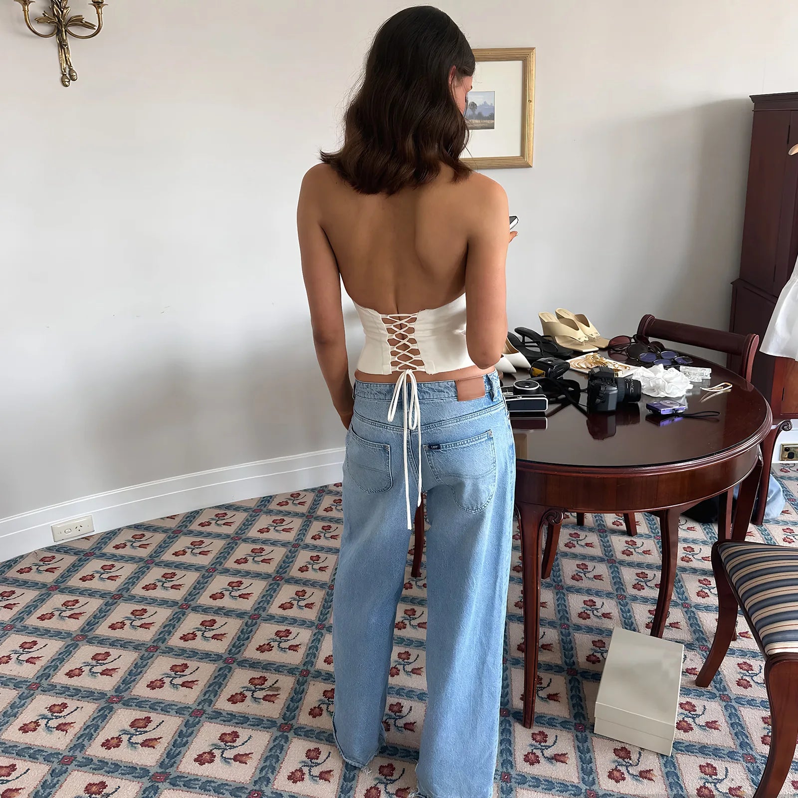 Eden Ruched Lace-Up Halter Crop Top One-piece