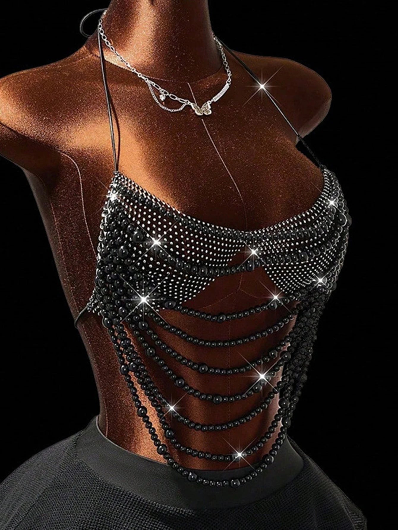 Raven Noir Beaded Festival Top One-piece
