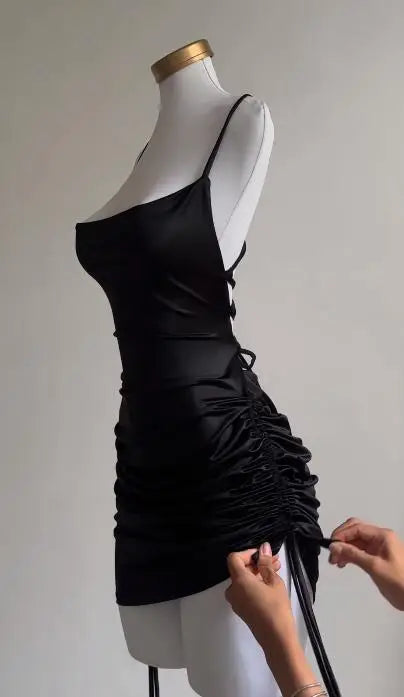 Mireya Lace-Up Halter Bodycon Midi Dress