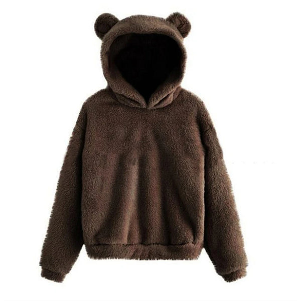 Bryony Fluffy Bear-Ears Cropped Hoodie One-piece