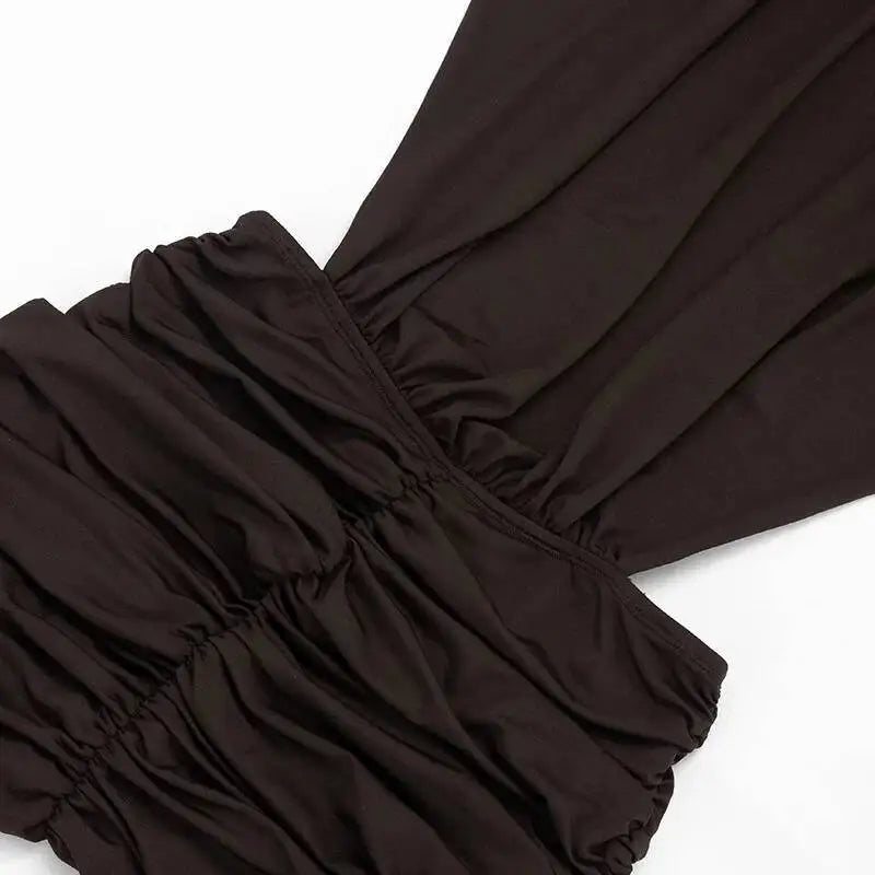 Marcella High-Neck Ruched Backless Mini Dress